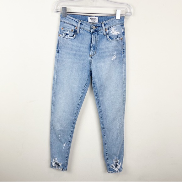 AGOLDE Distressed Sophie High Rise Skinny Crop Jeans - Picture 2 of 9